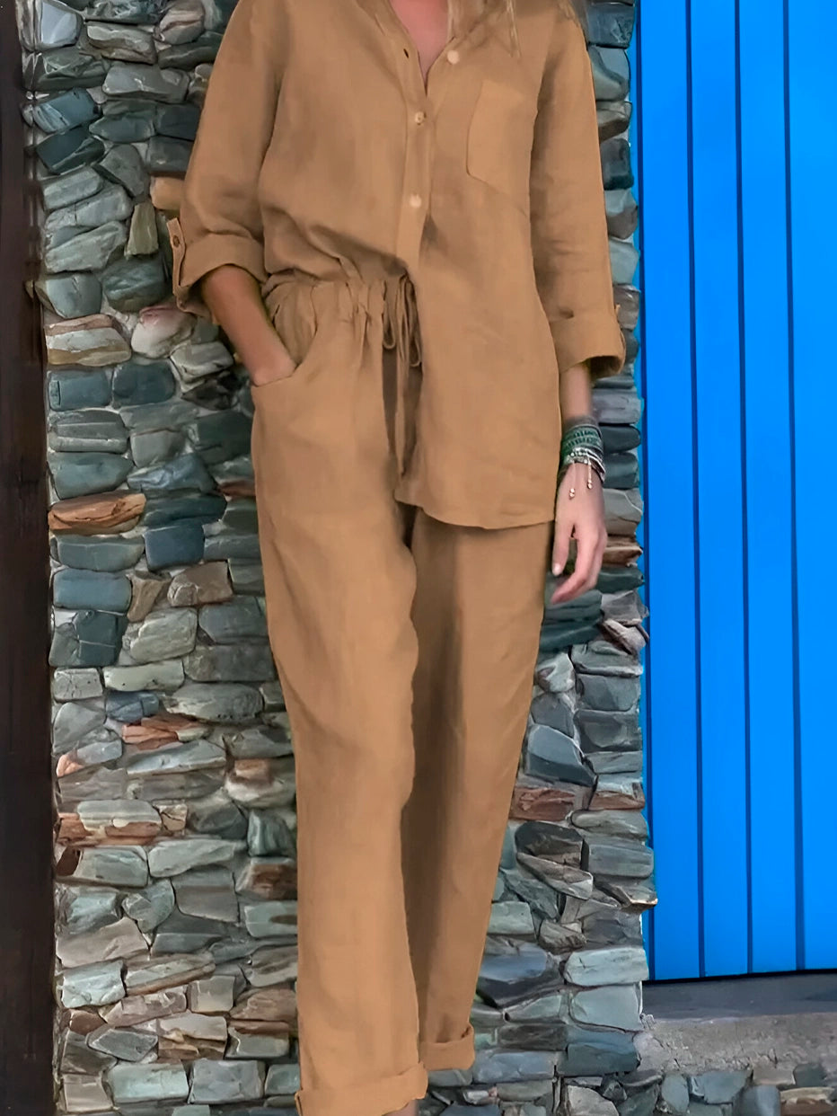 Conjunto Silvia - Lino Premium con Bolsillo Frontal - CONFORT