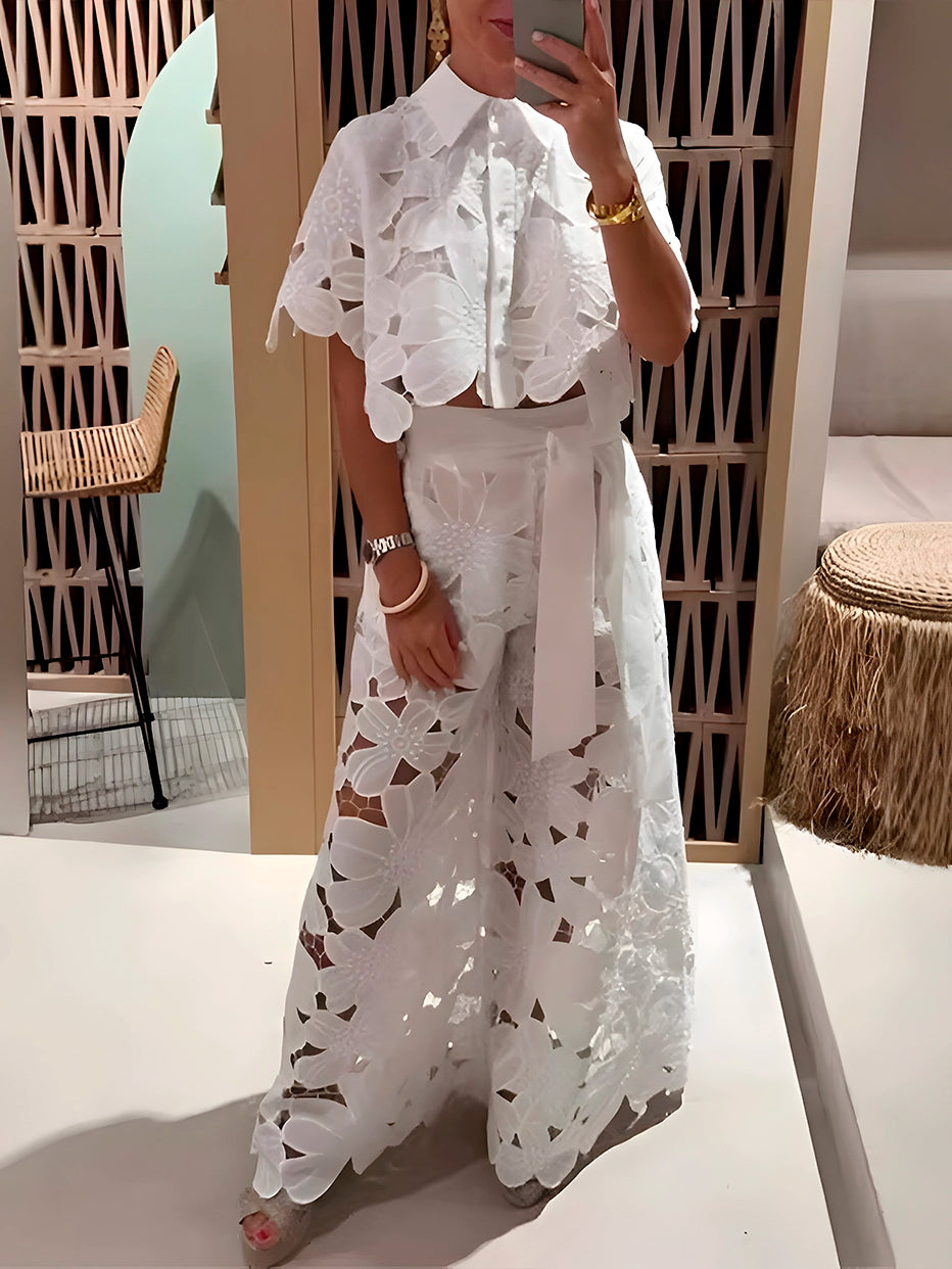 Conjunto Pluzi Calça + Camisa de Renda Leve e Soltinha (Verão 2025)