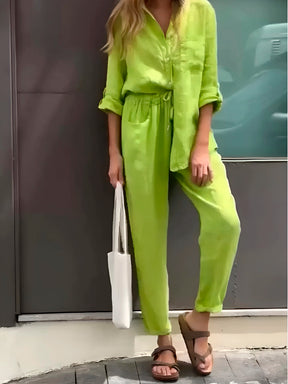 Conjunto Silvia - Lino Premium con Bolsillo Frontal - CONFORT