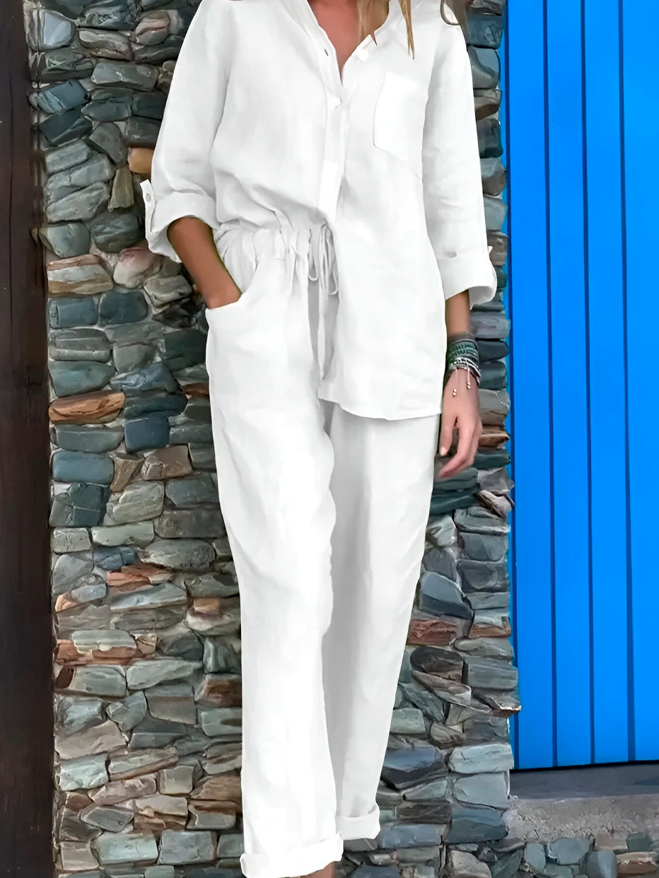 Conjunto Silvia - Lino Premium con Bolsillo Frontal - CONFORT