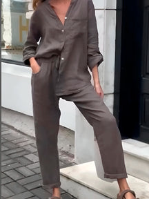 Conjunto Silvia - Lino Premium con Bolsillo Frontal - CONFORT