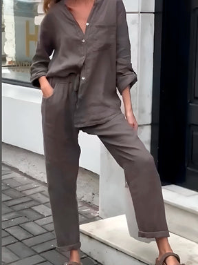 Conjunto Silvia - Lino Premium con Bolsillo Frontal - CONFORT