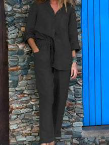 Conjunto Silvia - Lino Premium con Bolsillo Frontal - CONFORT