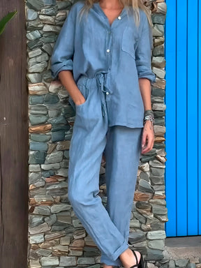 Conjunto Silvia - Lino Premium con Bolsillo Frontal - CONFORT