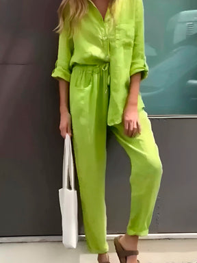 Conjunto Silvia - Lino Premium con Bolsillo Frontal - CONFORT