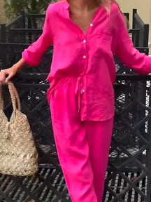 Conjunto Silvia - Lino Premium con Bolsillo Frontal - CONFORT