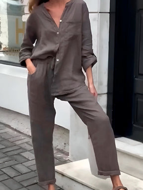 Conjunto Silvia - Lino Premium con Bolsillo Frontal - CONFORT