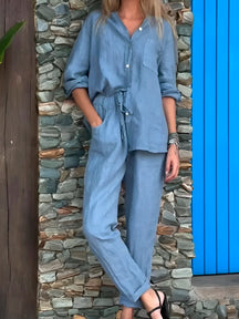 Conjunto Silvia - Lino Premium con Bolsillo Frontal - CONFORT