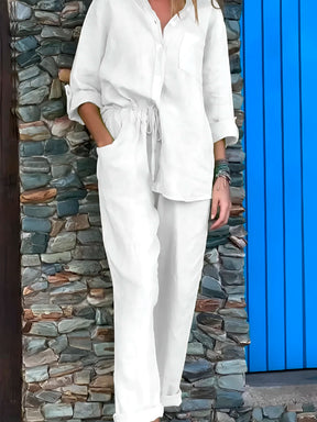 Conjunto Silvia - Lino Premium con Bolsillo Frontal - CONFORT