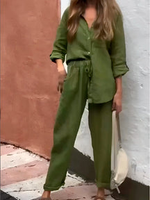 Conjunto Silvia - Lino Premium con Bolsillo Frontal - CONFORT