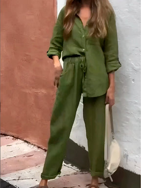 Conjunto Silvia - Lino Premium con Bolsillo Frontal - CONFORT