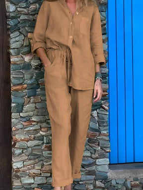 Conjunto Silvia - Lino Premium con Bolsillo Frontal - CONFORT